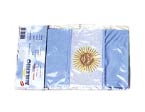 Bandera Argentina para frentes o interiores, con refuerzo, c... 30 x 40 cm. - Con sol. - Sol reglamentario estampado. - Material: Poliamida de Nylon. - Excelente tejido, trama cerrada, altamente resistente, por su textura tiene buena ca&iacute;da y flameo,