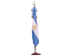 Bandera Argentina l&iacute;nea ceremonial. 45 x 75 cm. - L&iacute;nea Jard&iacute;n. - Confeccionadas en gross de seda pa&ntilde;o doble con costuras. - Sol dorado en hilo de oro y cintas dobles para sujeci&oacute;n. - No incluye mo&ntilde;o, base ni pedestal. - Por unidad.